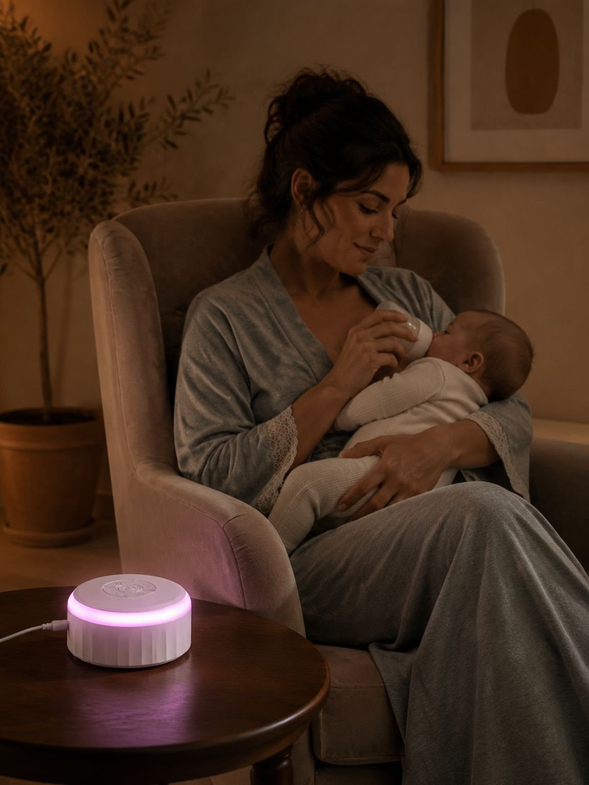 Lámpara nocturna musical inteligente para ayudar a dormir bebés