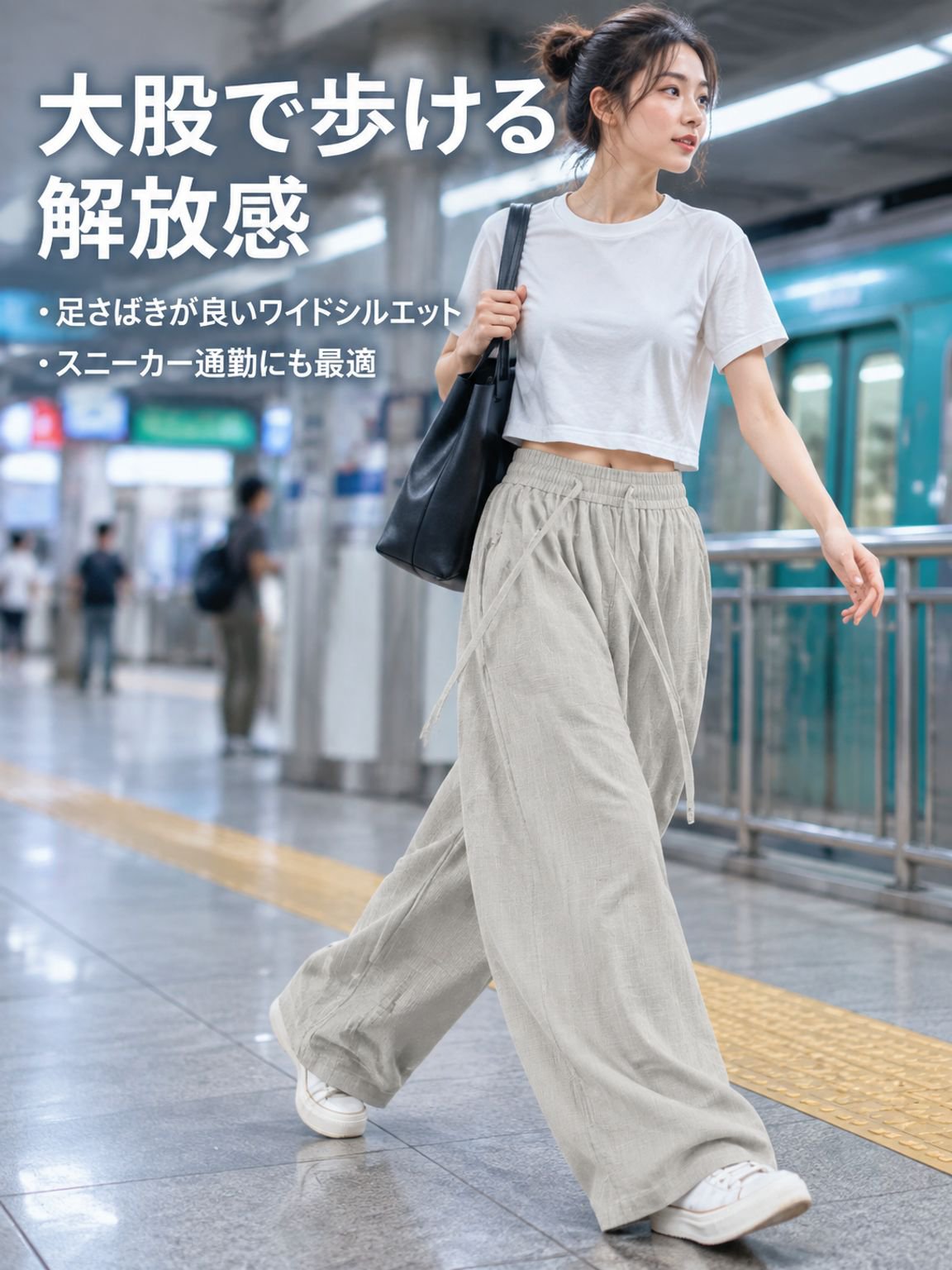 落ち感のあるワイドパンツ
