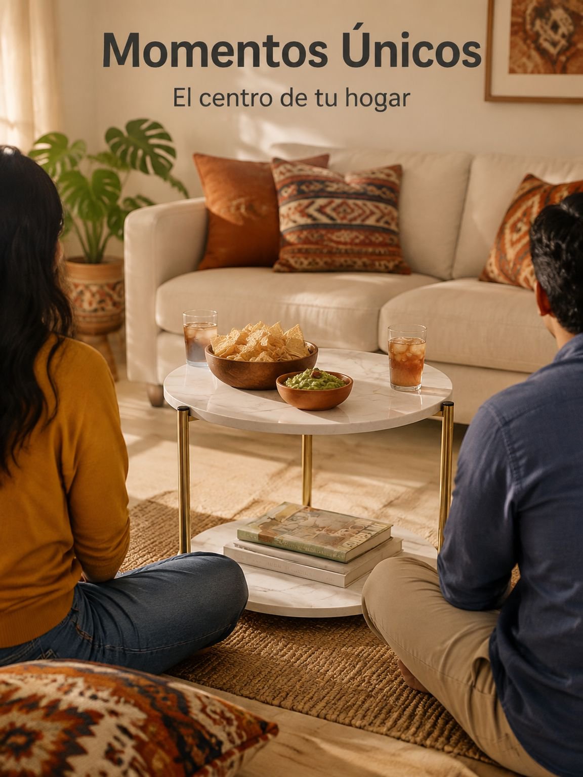 Sofá minimalista, mesa de centro para sala de estar