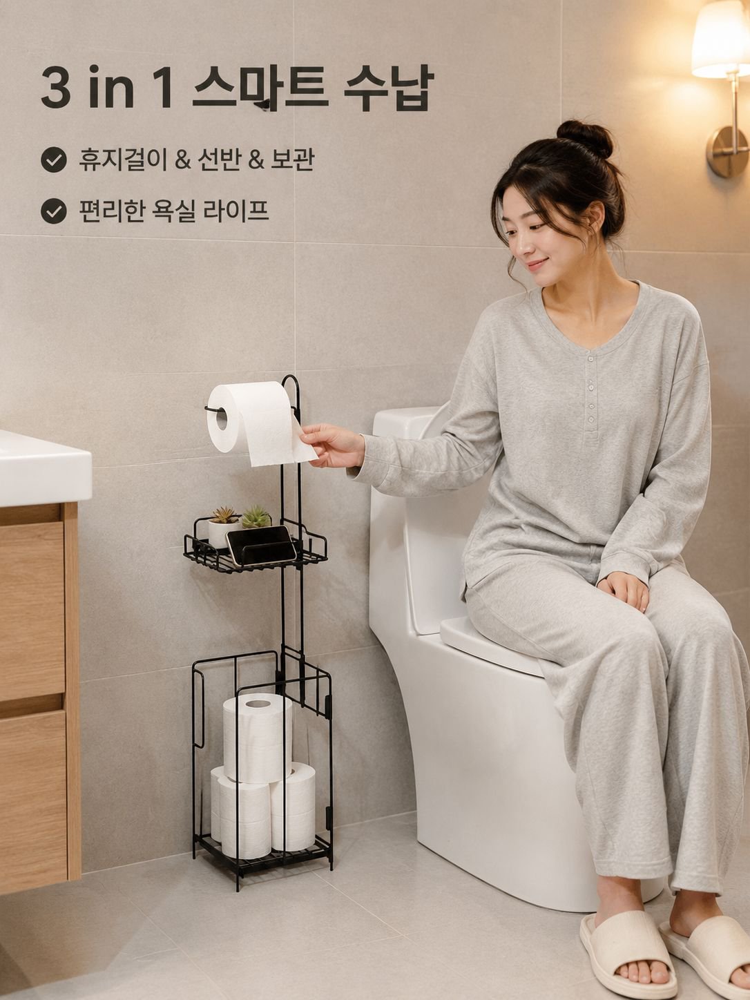 가정용 바닥형 이동식 화장지 거치대