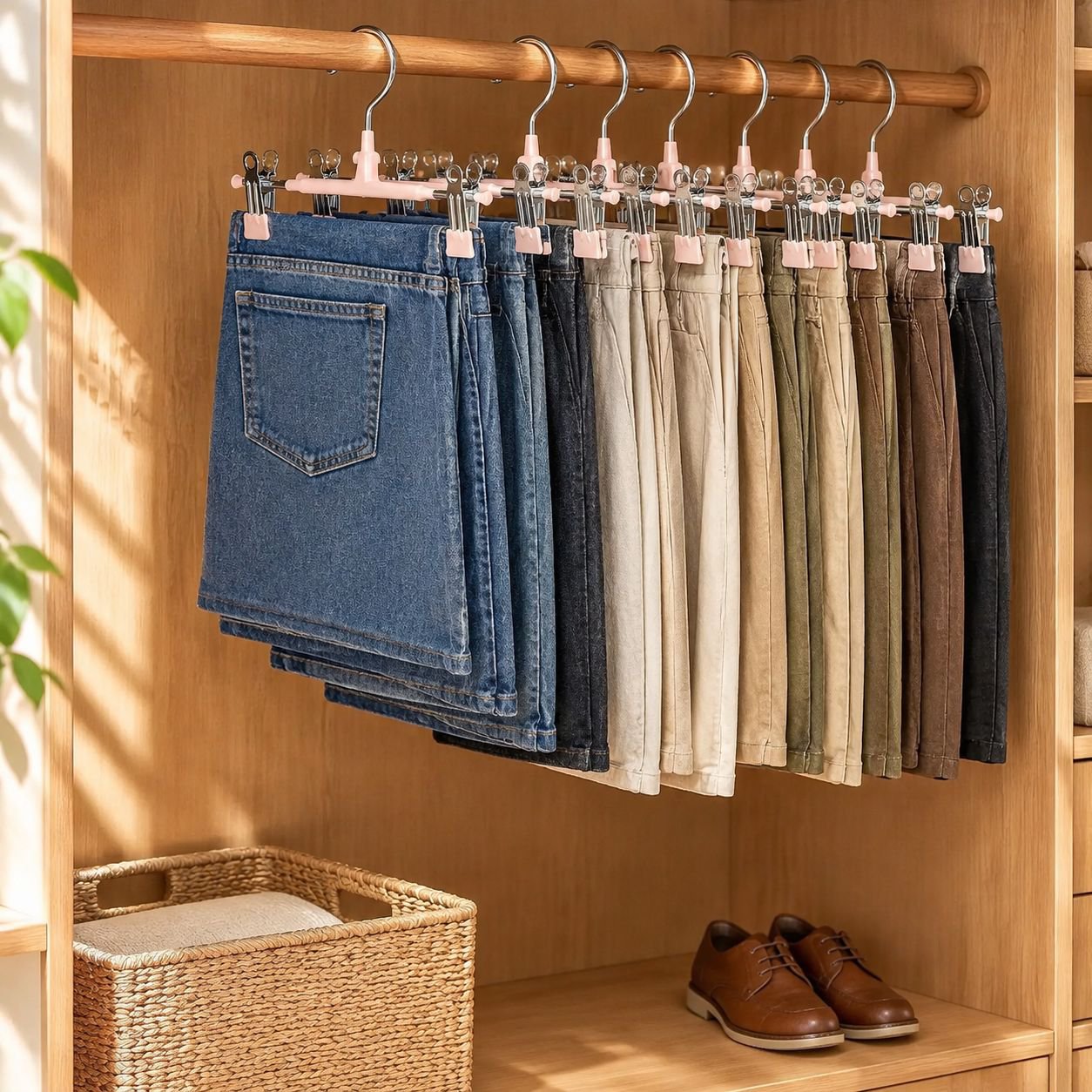 Perchero multifuncional antideslizante de acero inoxidable para pantalones
