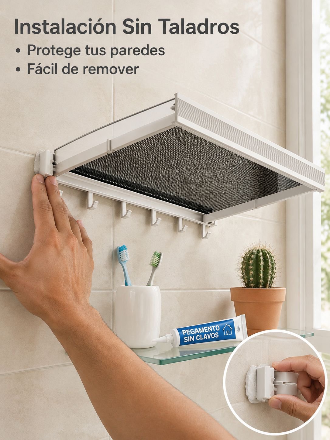 Toallero de baño oculto sin taladro