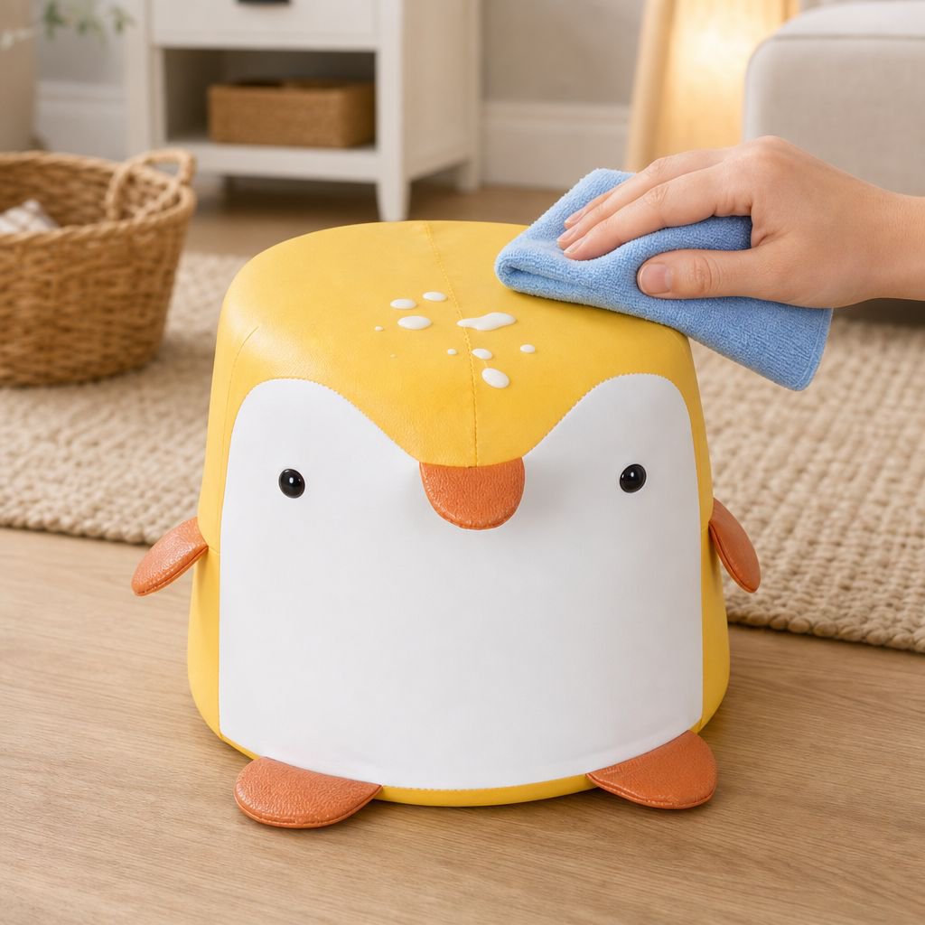 Banco artesanal de madera con diseño único de pingüino