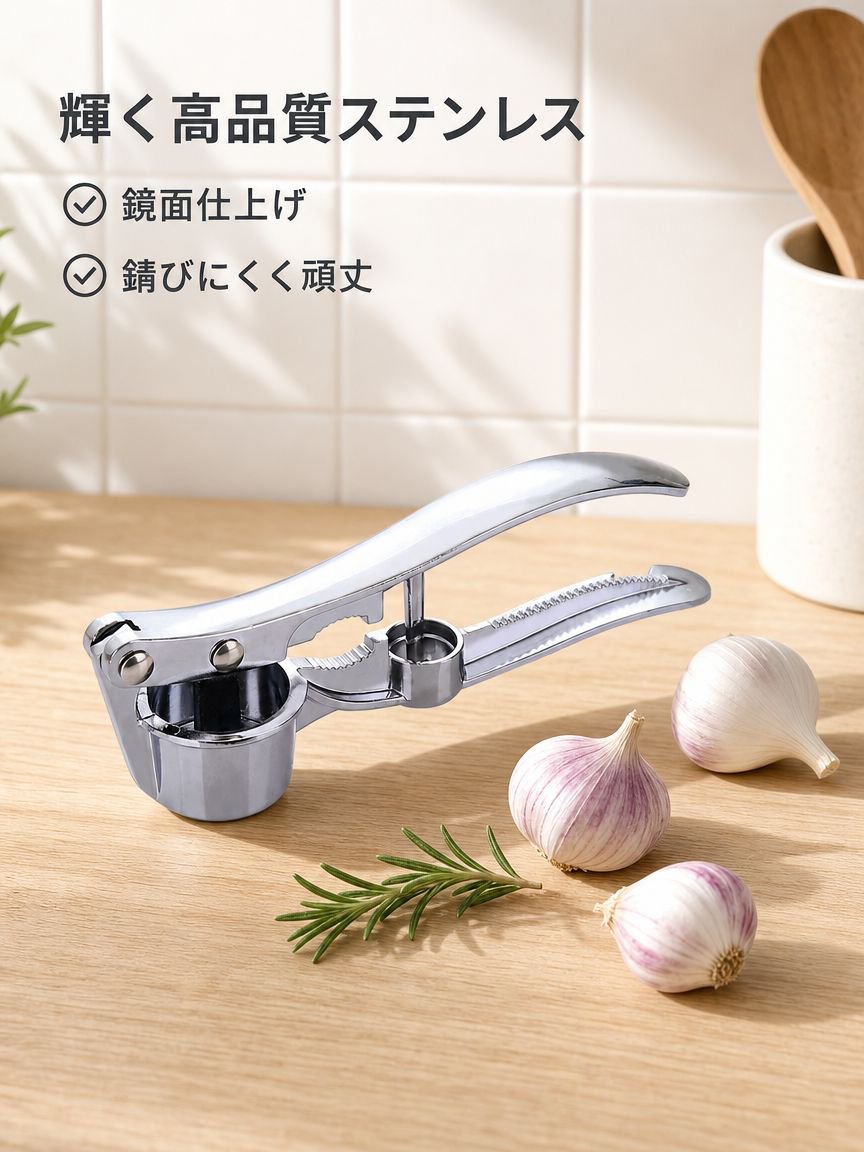 ステンレス製ガーリックプレス