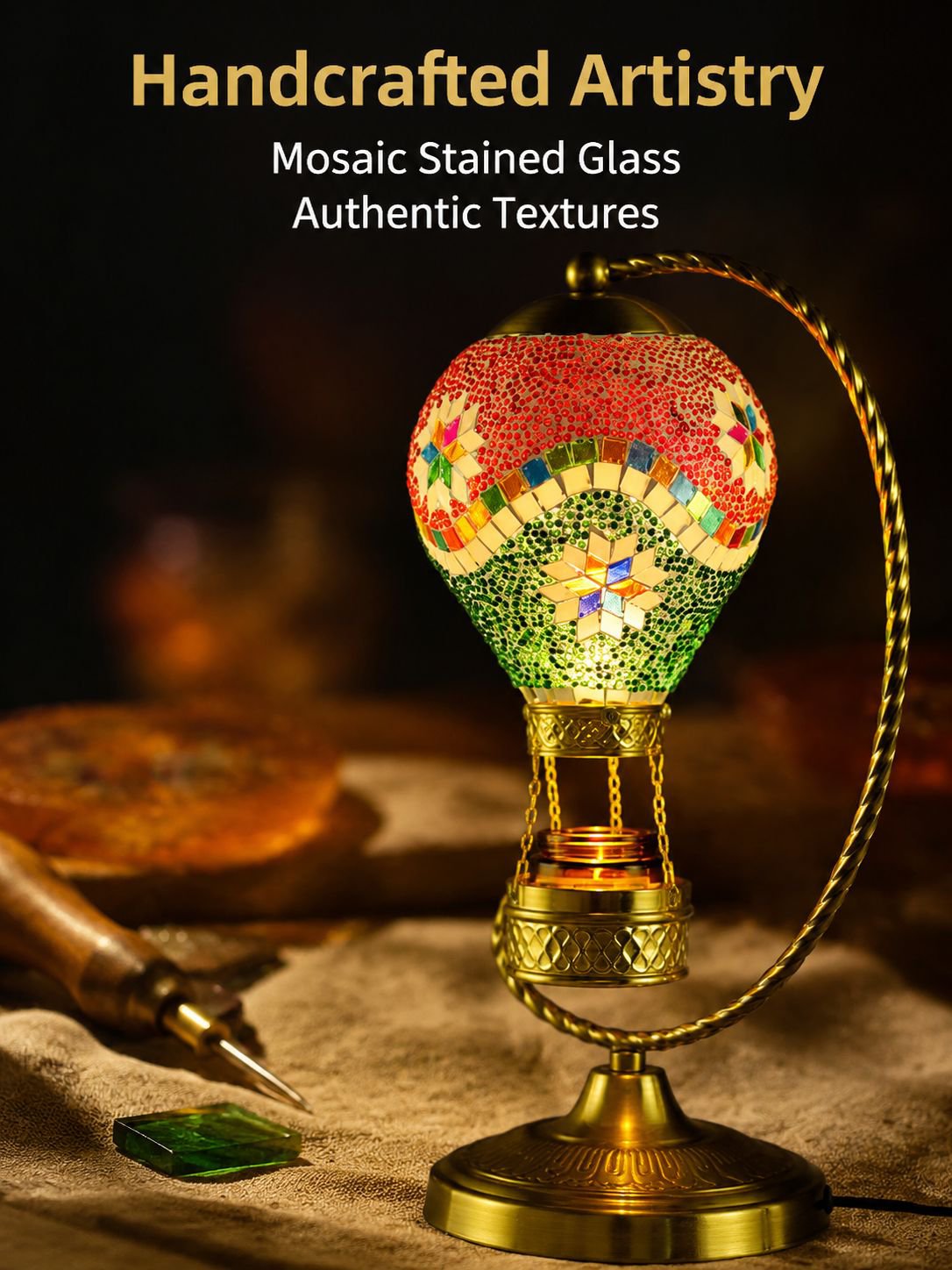 Mosaic stained glass table lamp