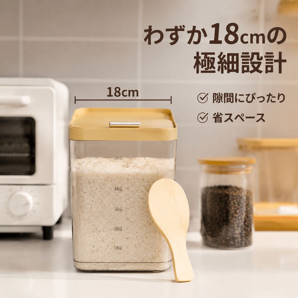 大容量キッチンキャビネット用米びつ