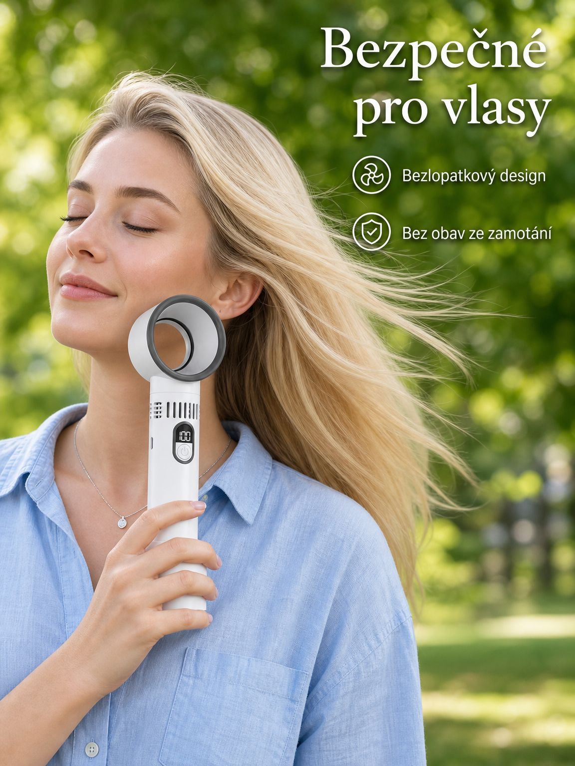 Přenosný ruční ventilátor bez lopatek