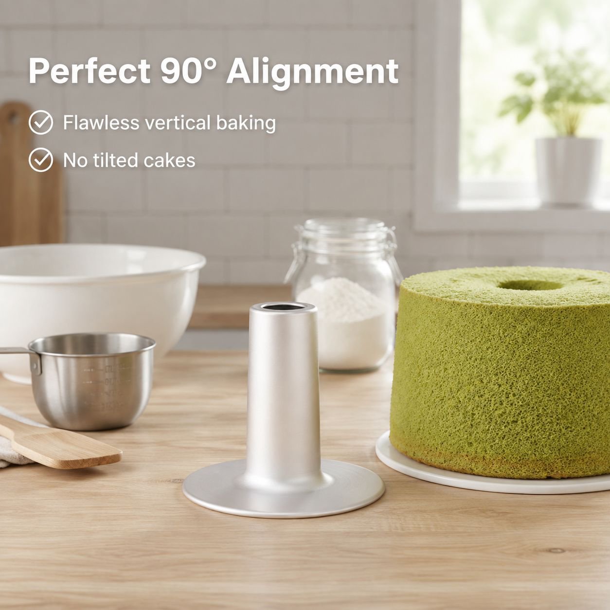 Household Aluminum Alloy Chiffon Cake Chimney Mold, Integrated Removable Bottom Cake Pan