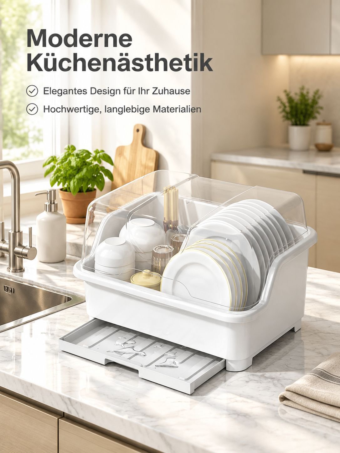 Freistehendes Geschirrabtropfgestell für die moderne Küche