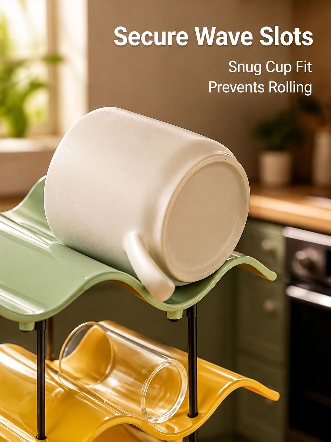 Wave-Shaped Cup Organizer Shelf