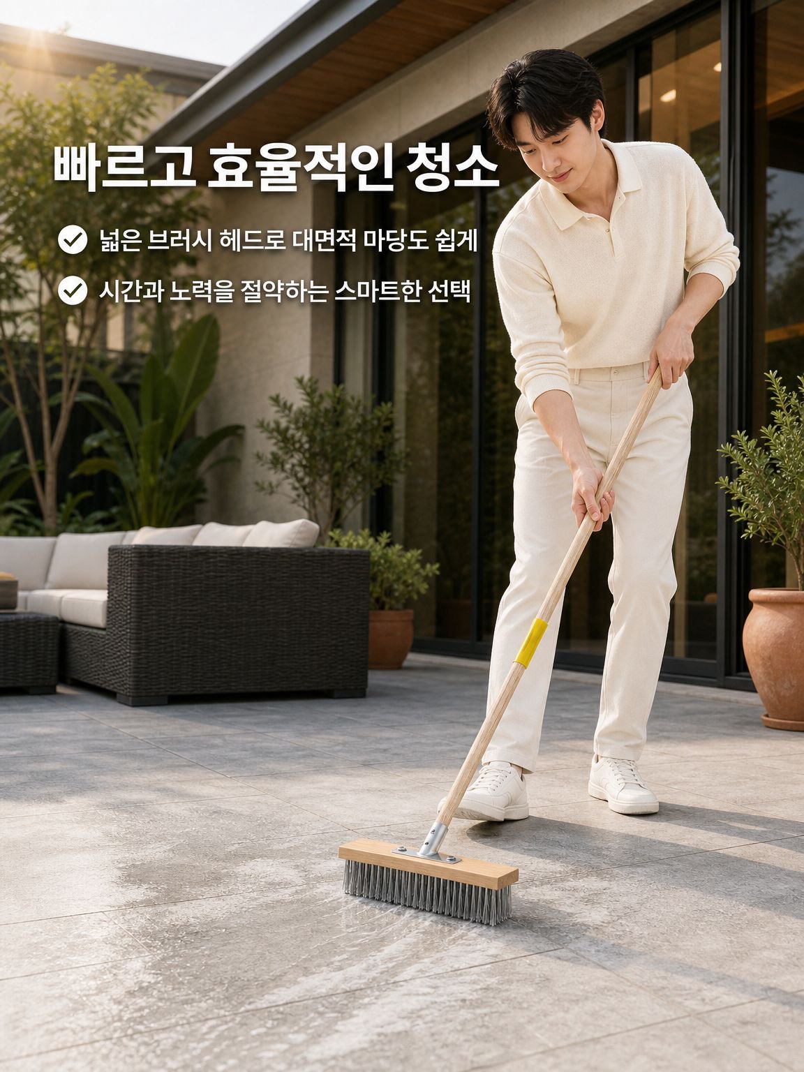 손쉽게 바닥을 청소하는 마당 바닥솔