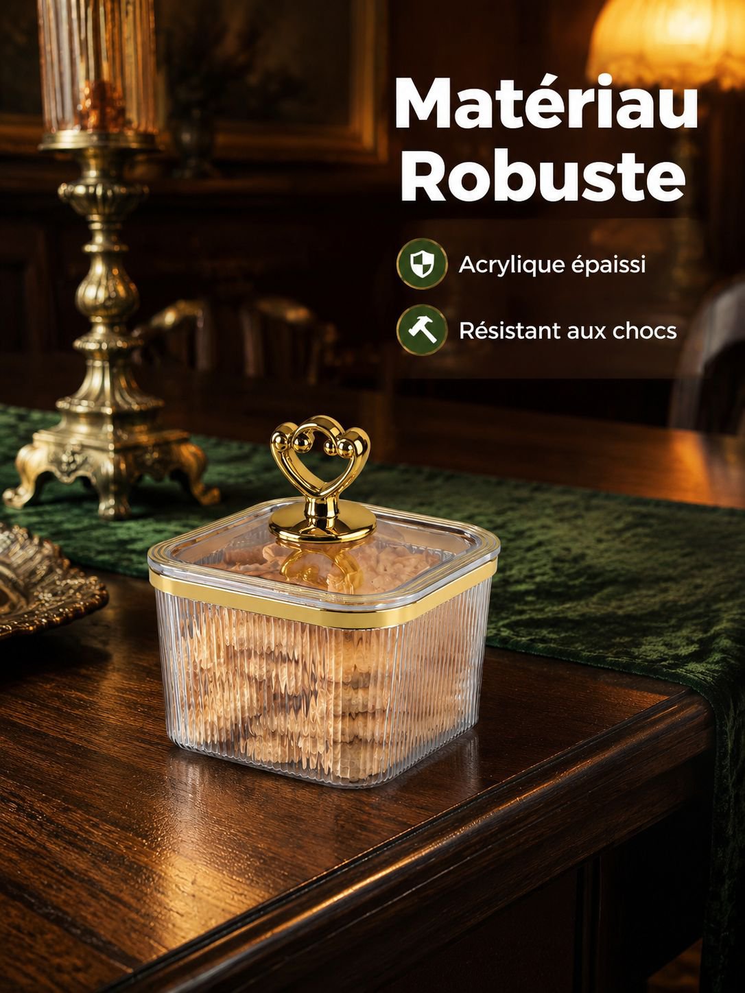 Bocal de conservation carré pour cuisine