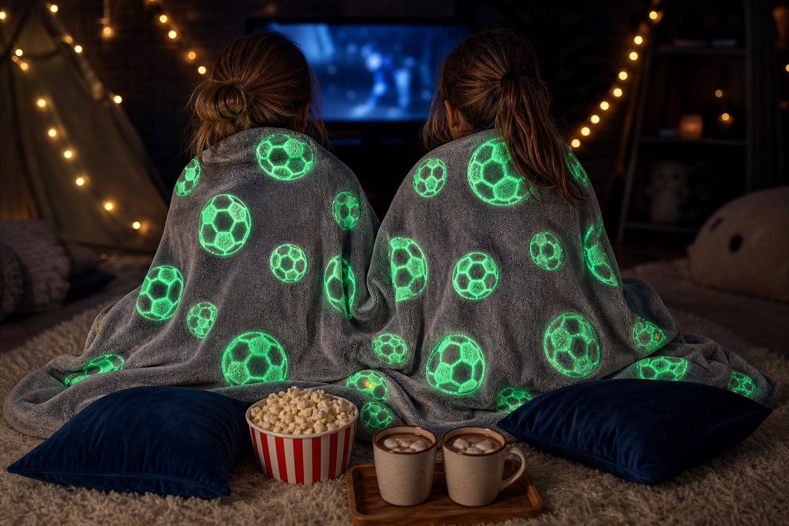 Glow-in-the-dark blanket in living room setting