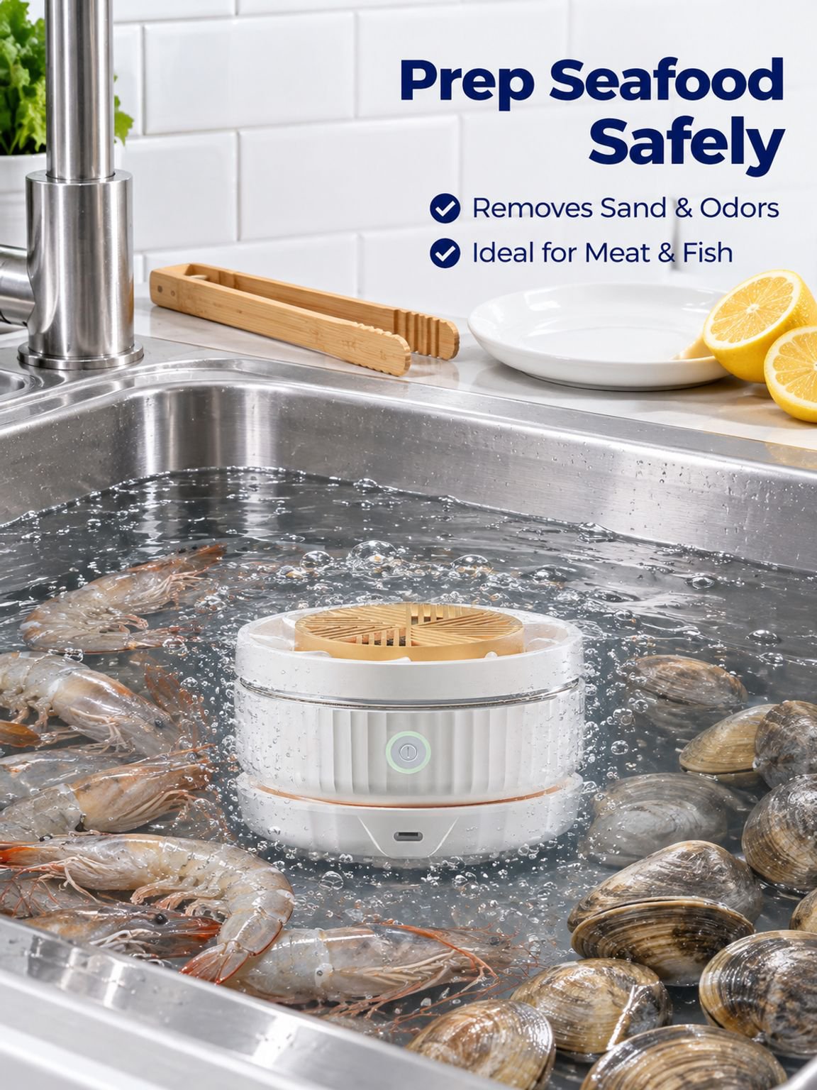 Food-grade wireless fruit and vegetable washer and sterilizer