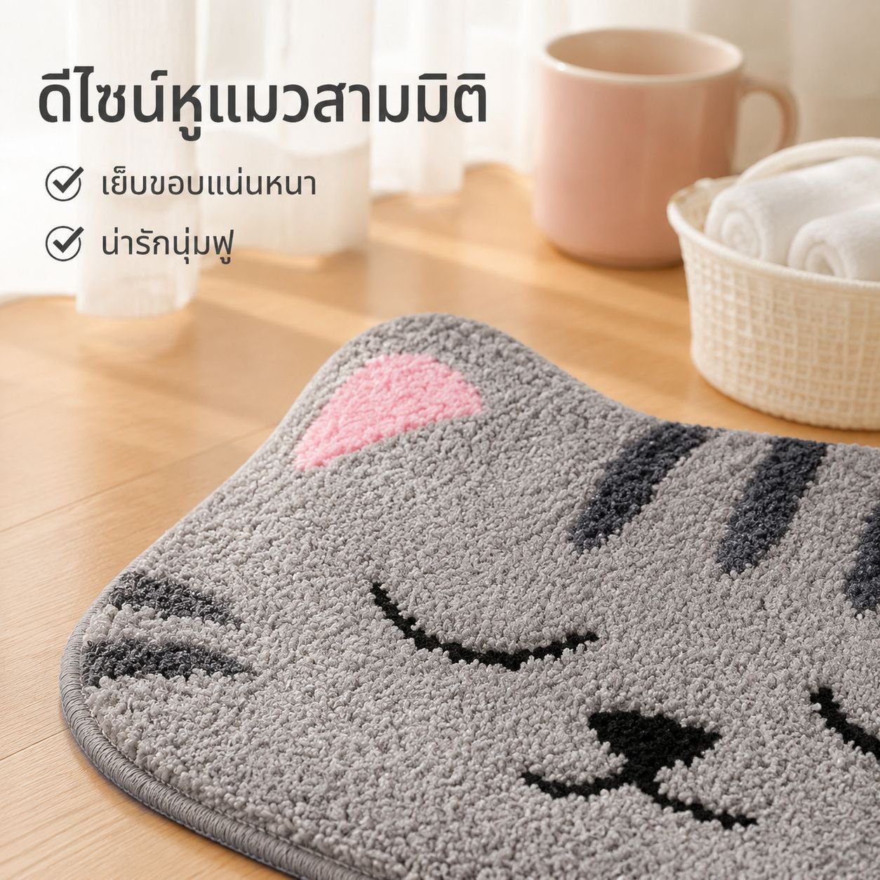พรมการ์ตูนกันลื่นดูดซับน้ำซักเครื่องได้สำหรับห้องน้ำ