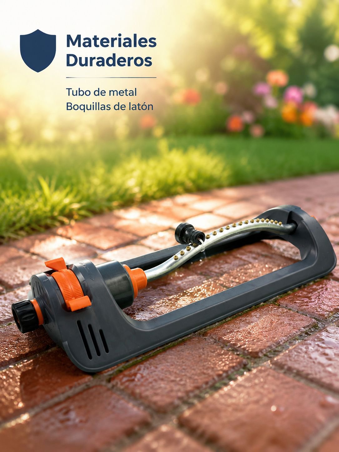 Aspersor de jardín con cabezal oscilante automático de 180° y 19 orificios para riego