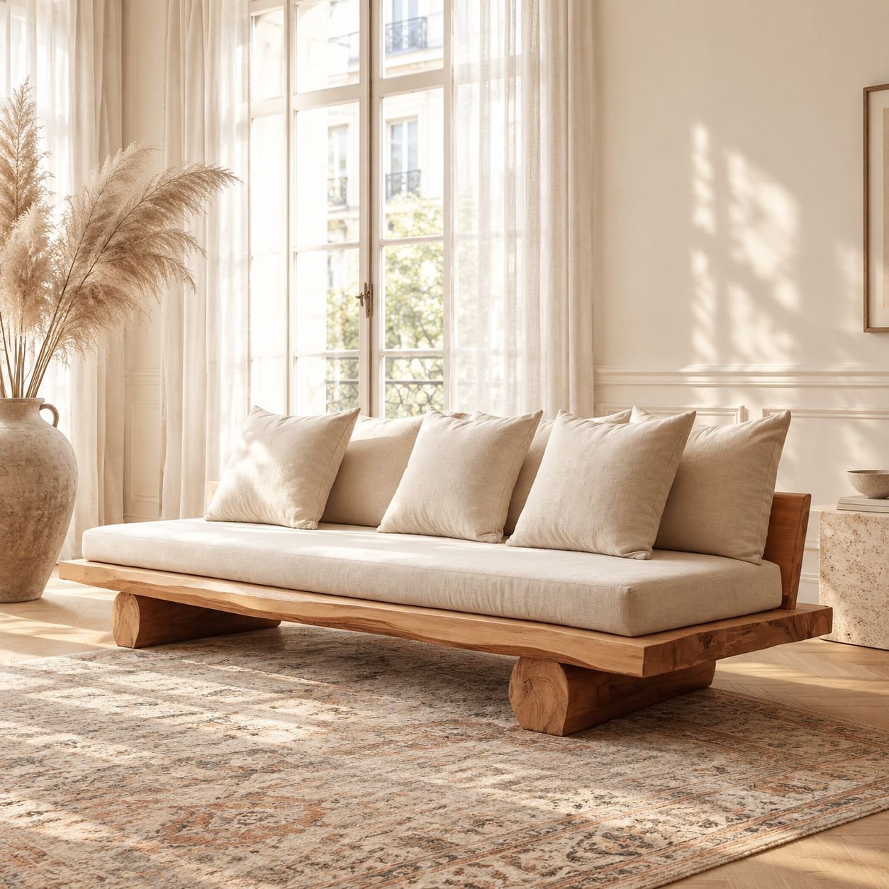 Sessel aus Massivholz im natürlichen Stil, Wohnzimmer- und Balkonsessel