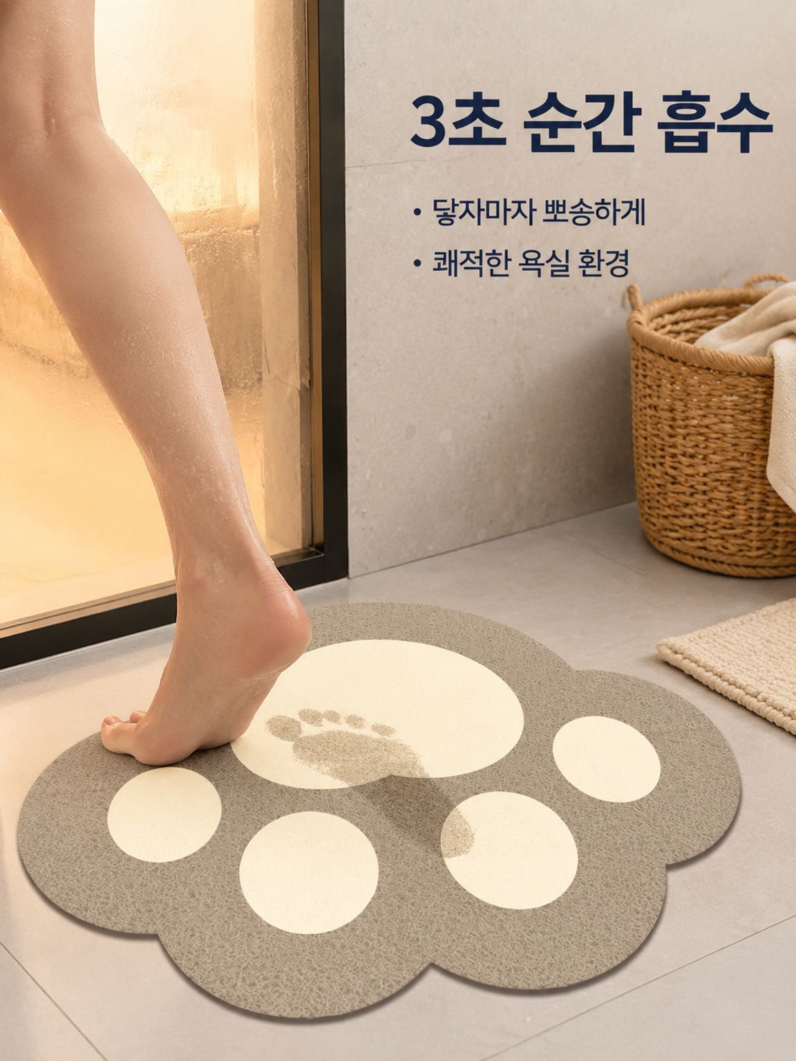 강아지 발자국 만화 욕실 매트