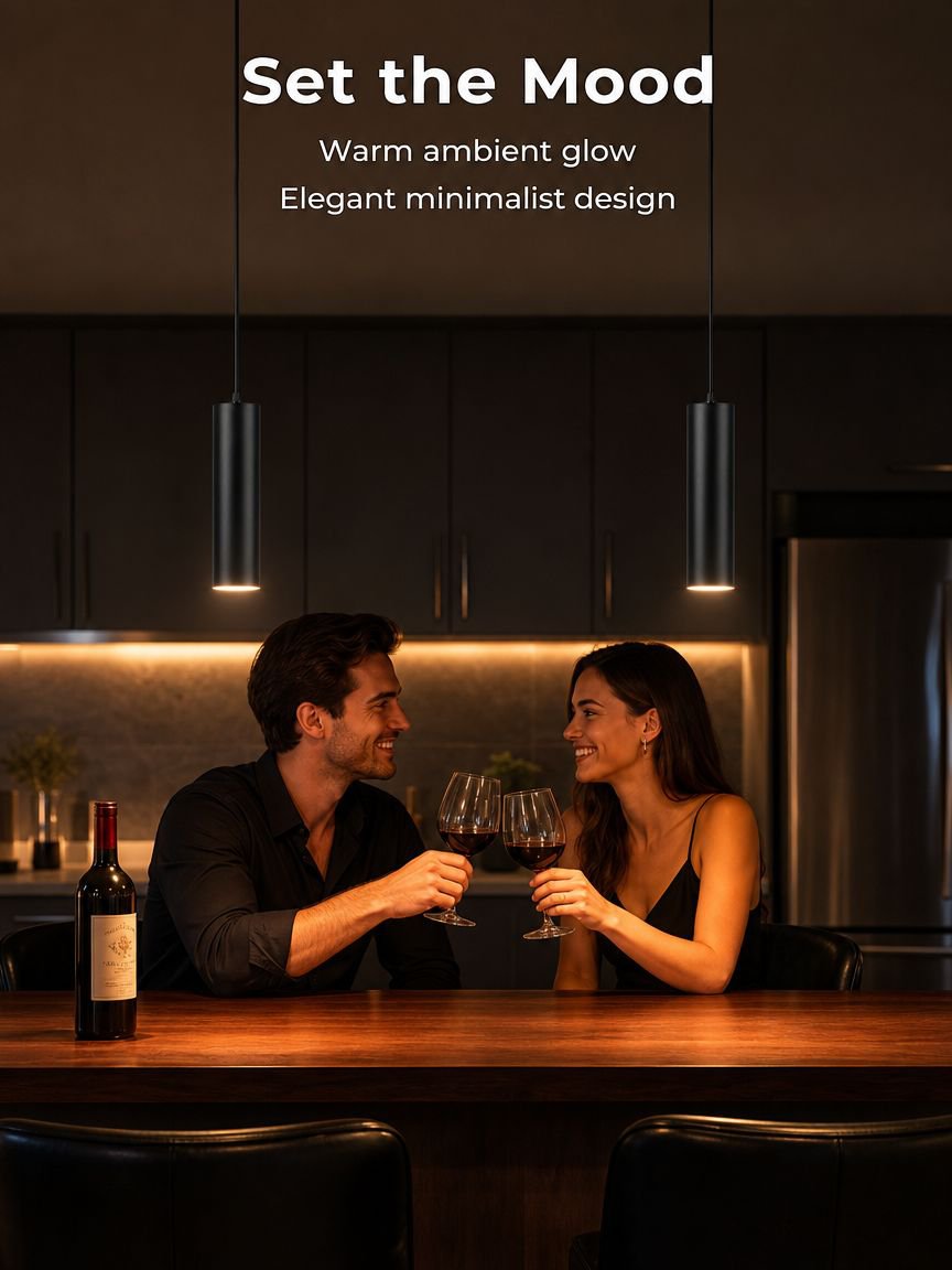 Modern Nordic style chandelier in restaurant kitchen