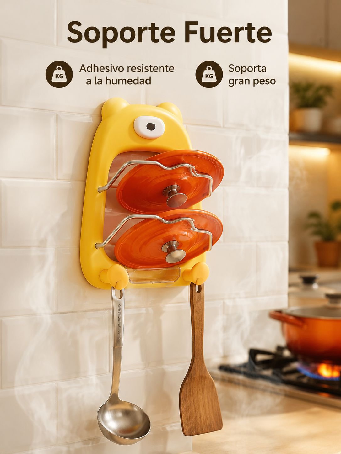 Soporte multicapa de tapas de ollas con ventosa para el hogar