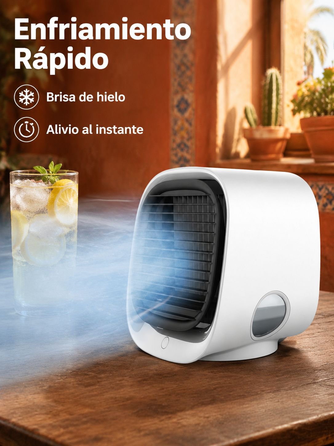 Ventilador de agua multifuncional y silencioso, enfriador portátil recargable para hogar y oficina