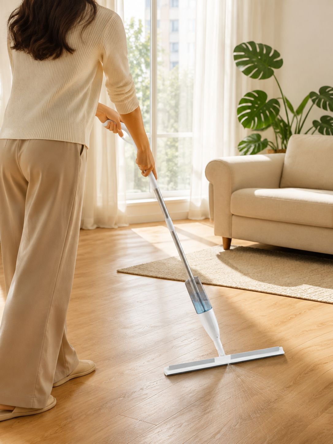 Water spray squeegee broom for beds and home cleaning