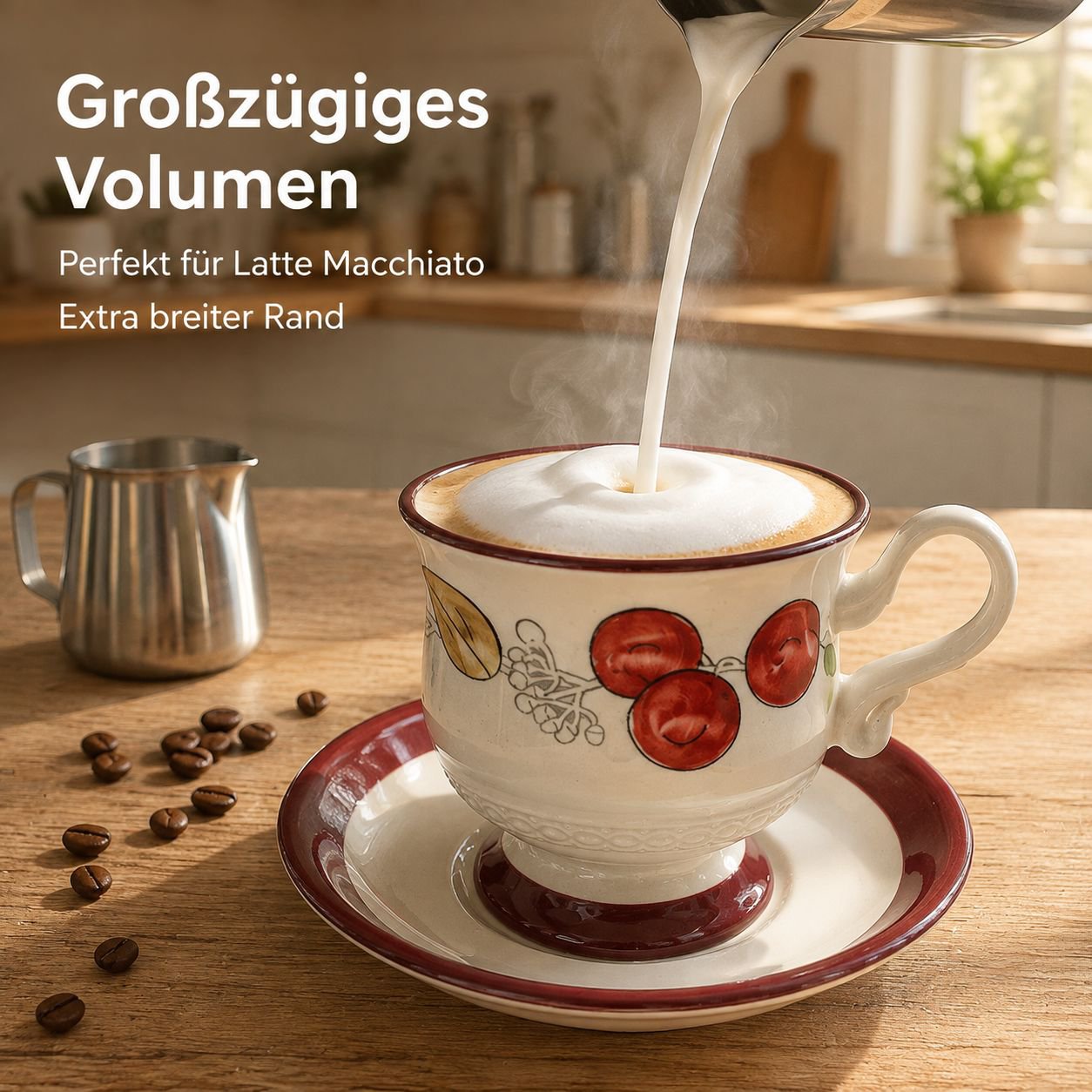 Keramik-Kaffeetassen- und Untertassen-Set im Vintage-Stil fuer Kaffee und Nachmittagstee