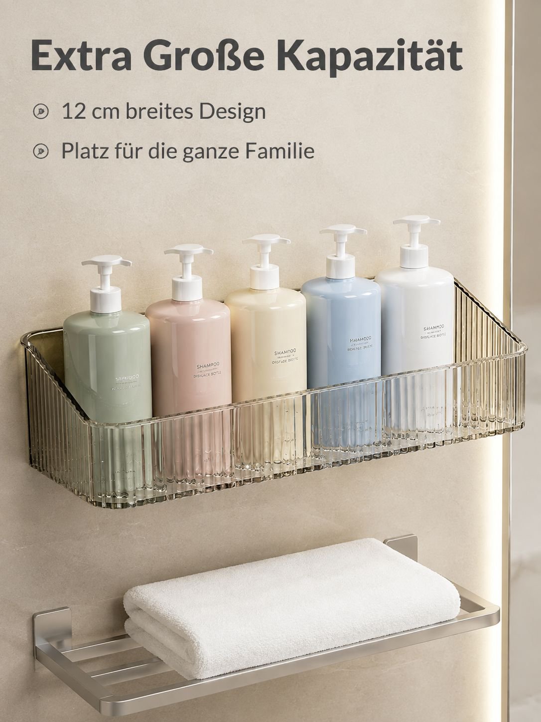 Transparente multifunktionale Badezimmer-Ablage mit Abfluss
