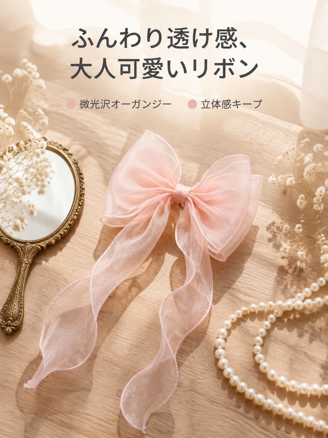 女性用メッシュリボンヘアクリップ