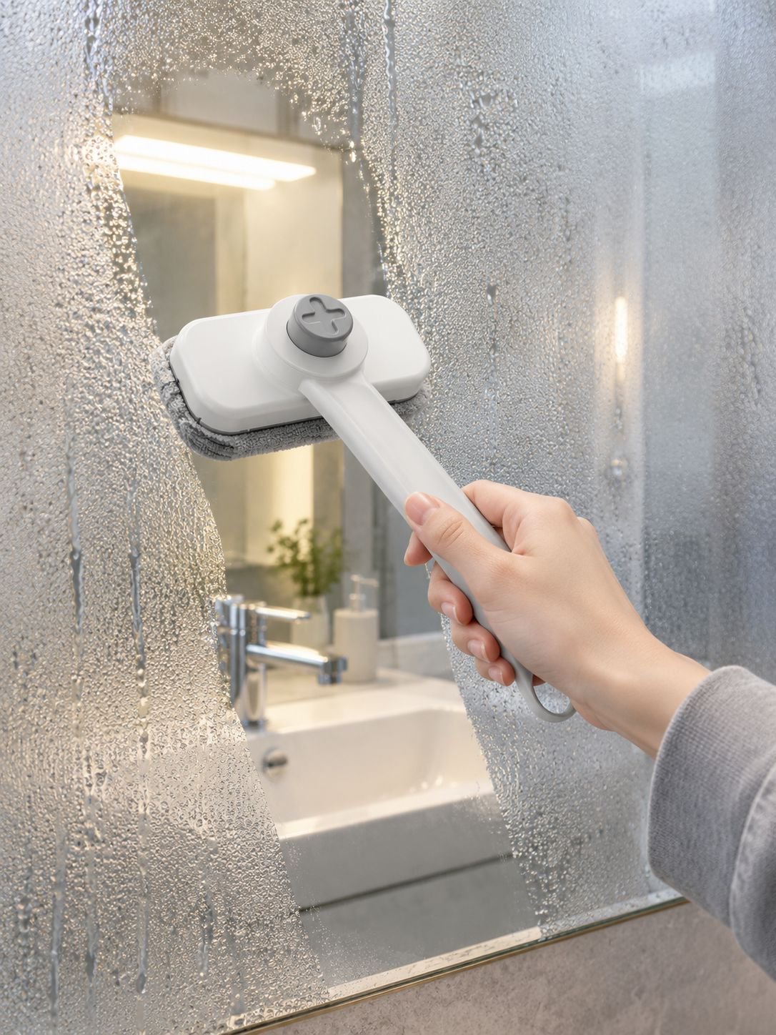 肌に優しい洗顔用モップの使用イメージ