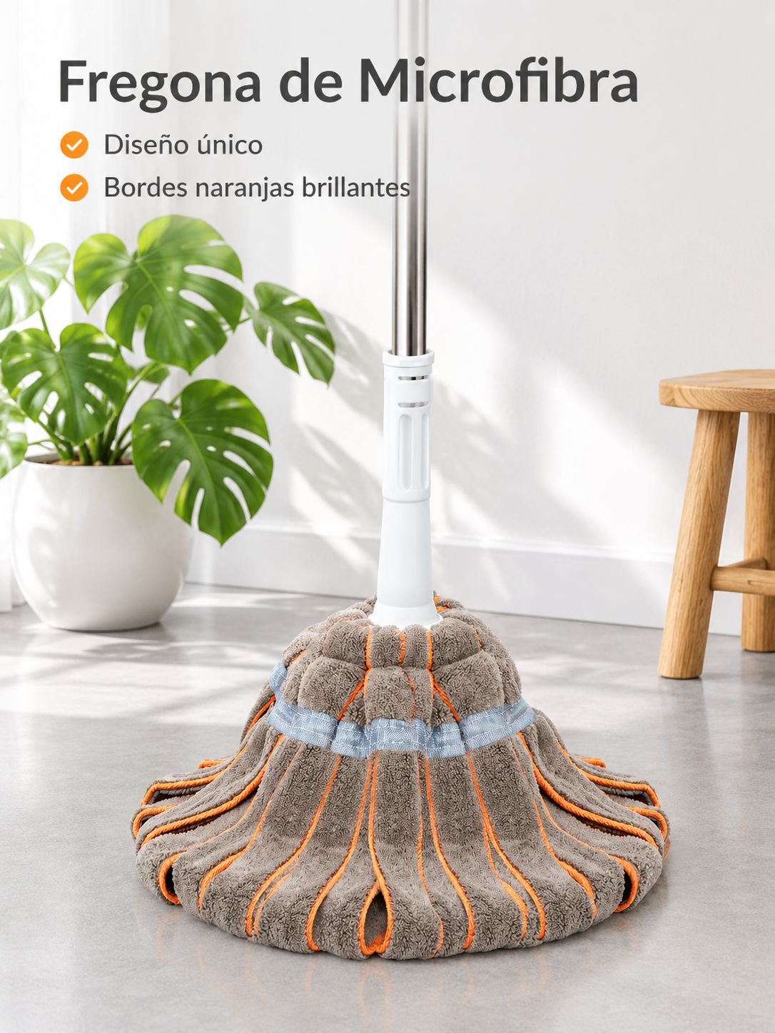 Fregona autoescurrible de alta absorción.