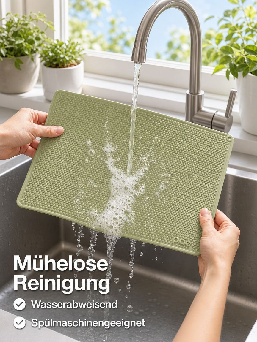 Multifunktionale Silikon-Spülmatte, rutschfest, hitzeisolierend, auslaufsicher, mit Wasserspeicher
