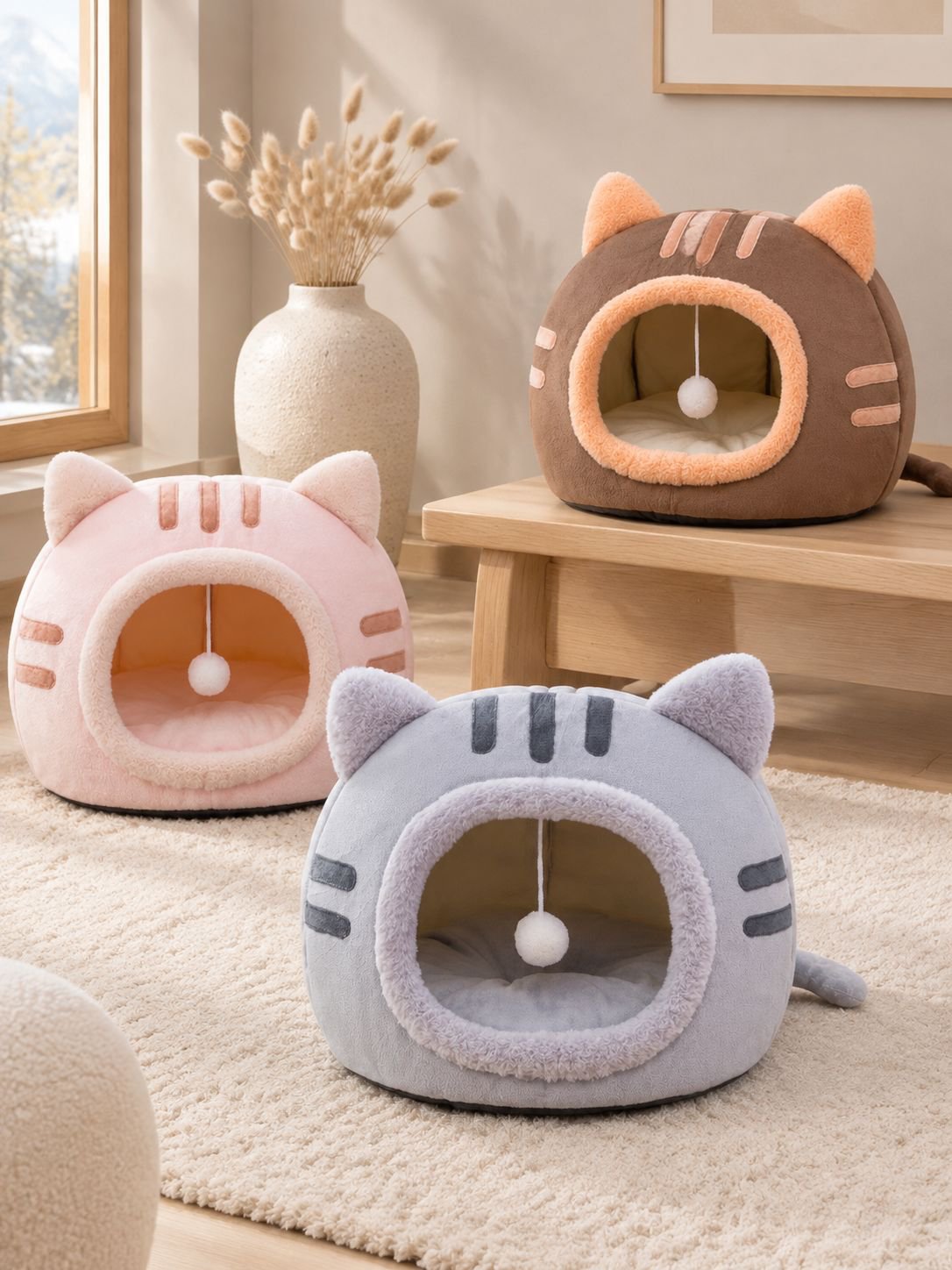 Halboffenes Katzenhaus im Katzen-Design
