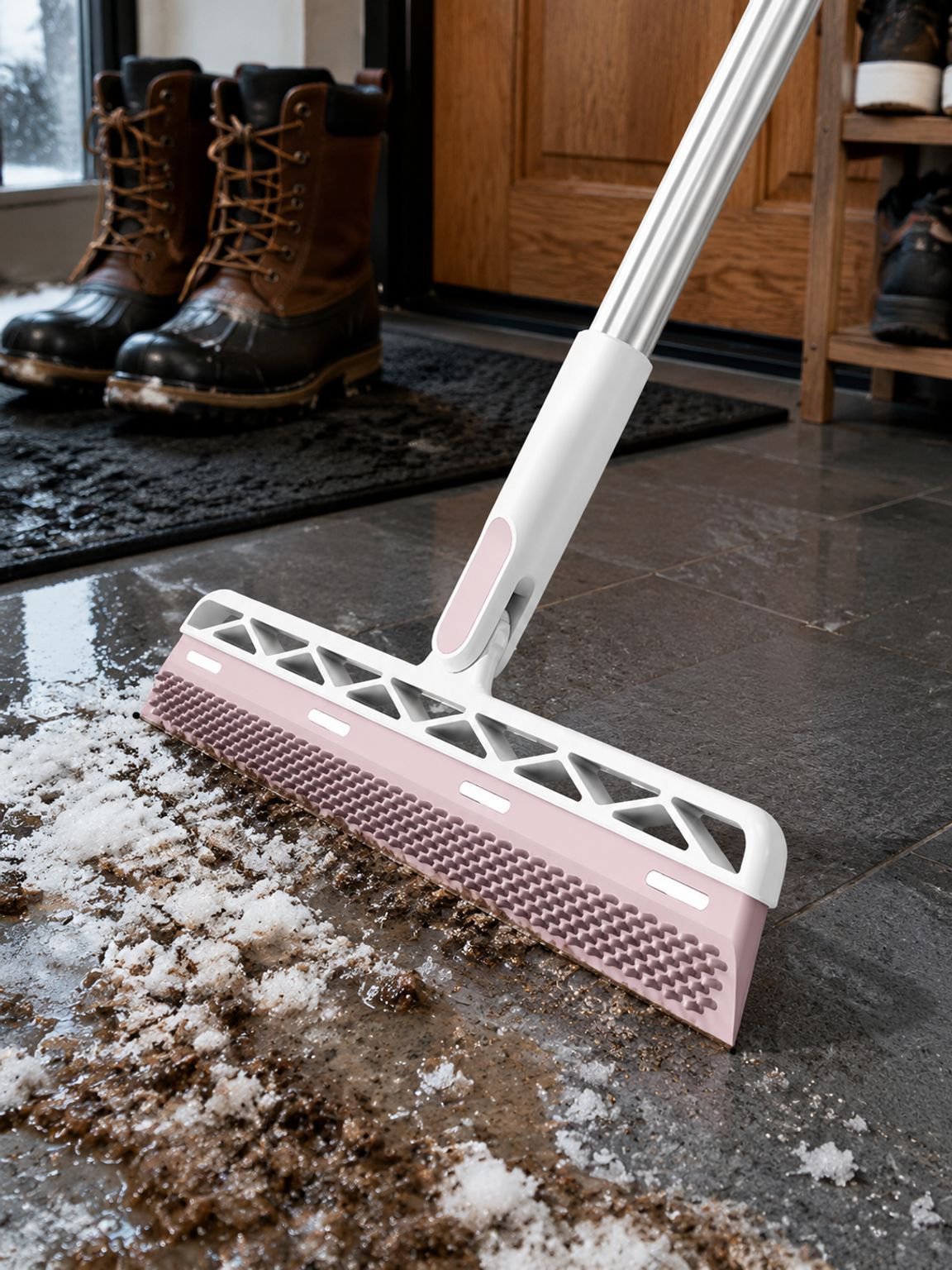 5-in-1 broom reaching dust along edges and corners
