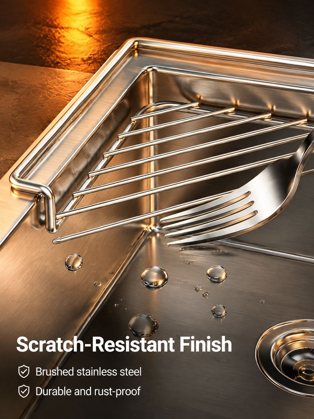 Space-saving sink draining rack with utensils