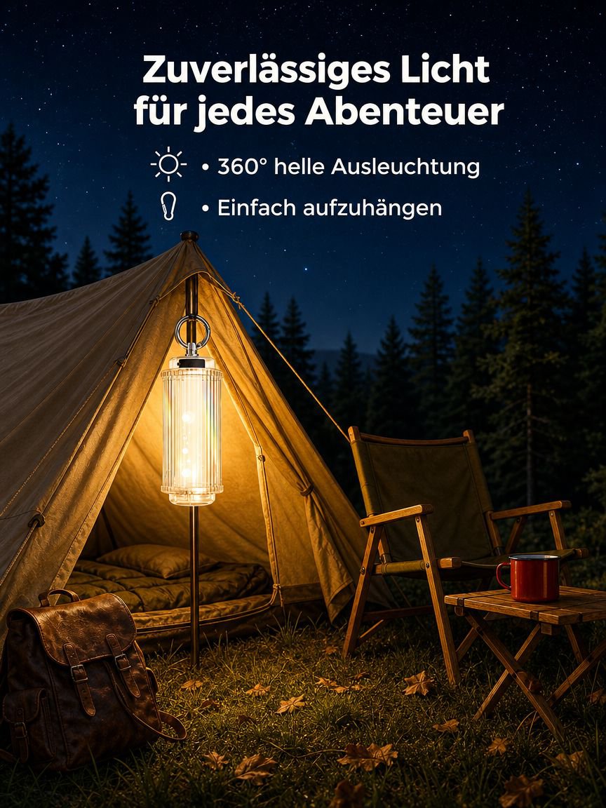 Tragbare LED Campinglampe für draußen, 38 LEDs, Lange Batterielaufzeit, Ambientebeleuchtung