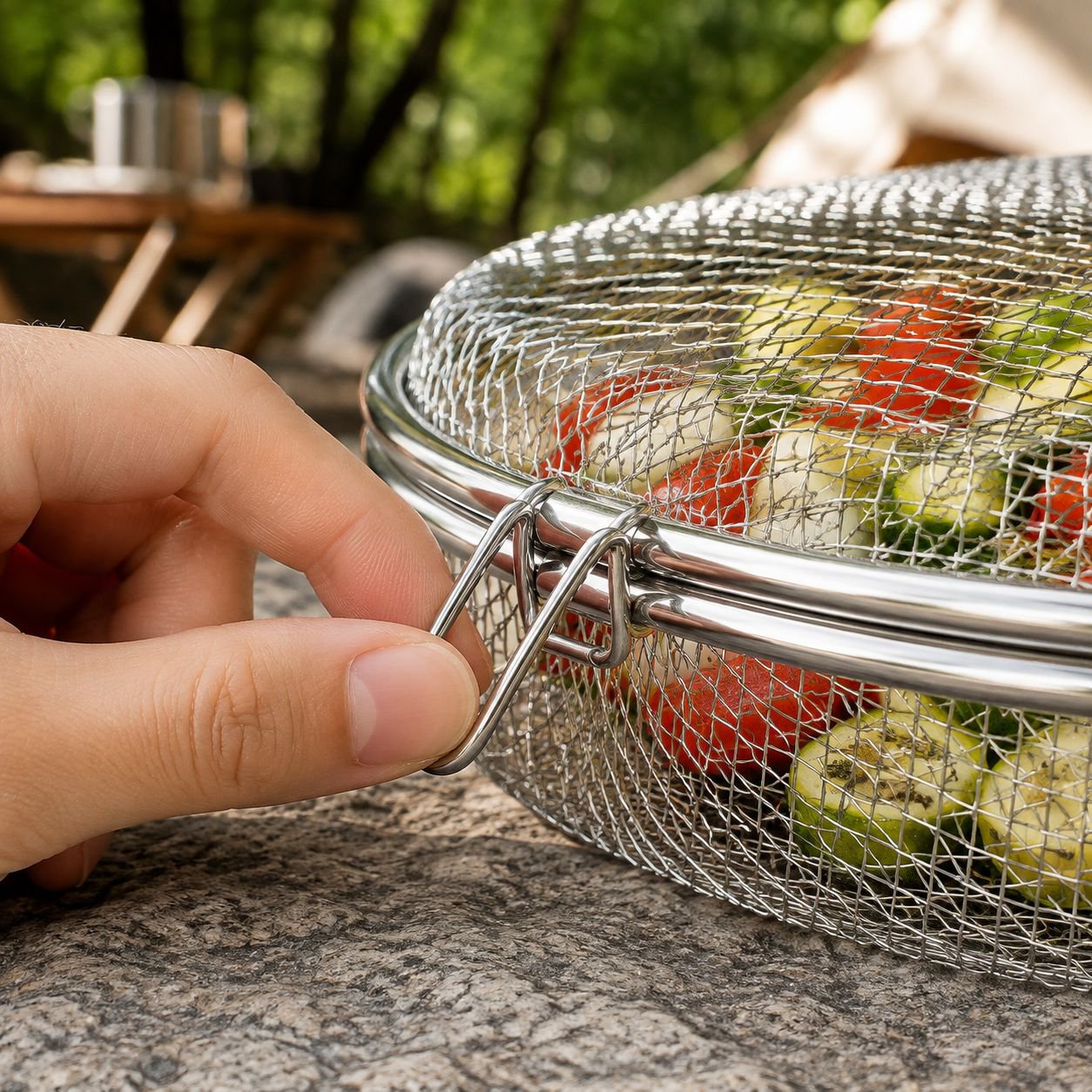 Cesto multifuncional de acero inoxidable 304 para barbacoa, horno, freidora de aire y palomitas