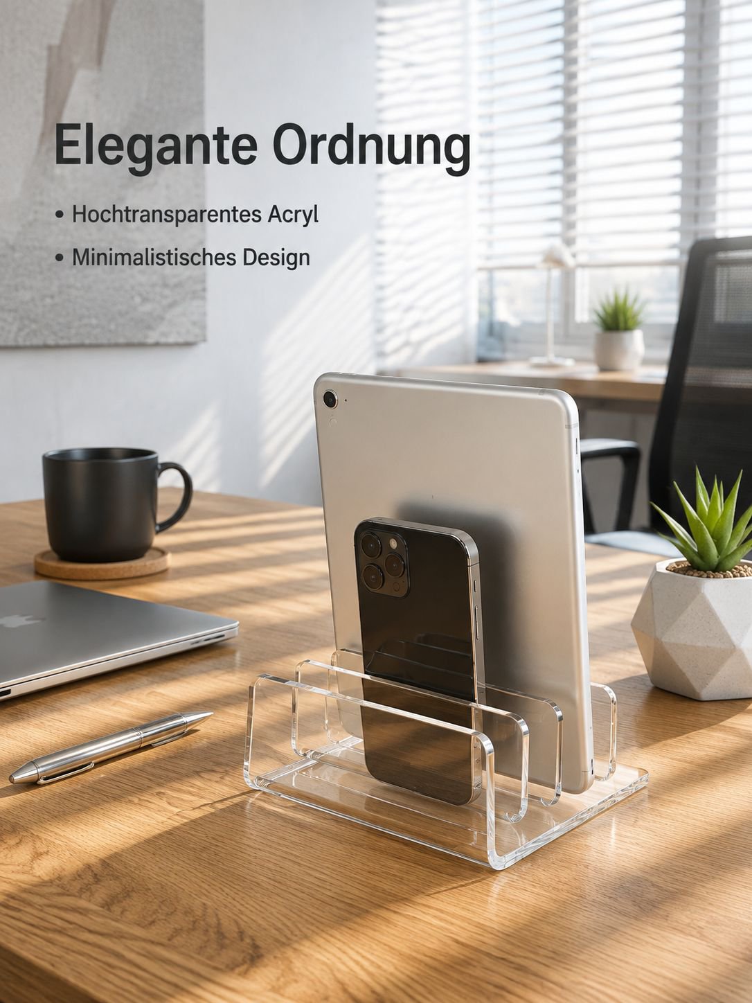 Acryl Handy Organizer mit Fächern, Desktop Ladestation für mehrere Handys