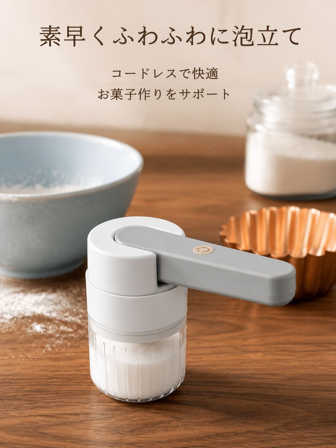 トリプルワイヤレスガーリック泡立て器