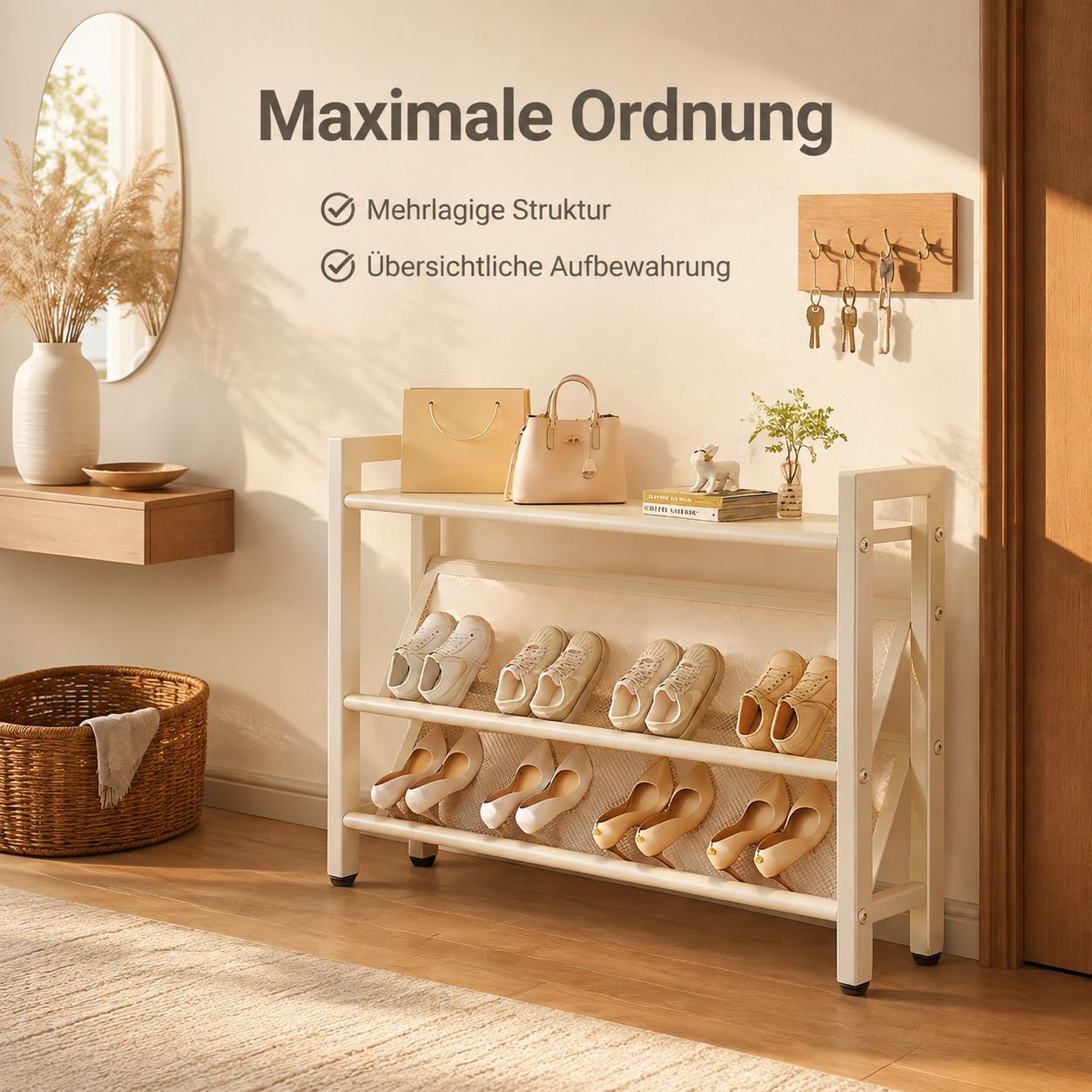 Ultradünnes, neigbares, mehrlagiges Schuhregal