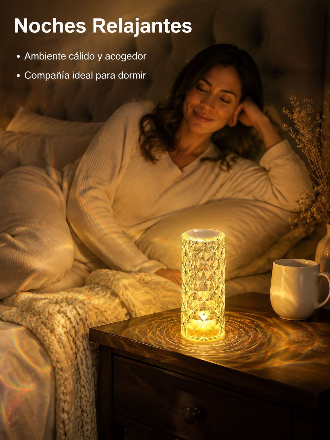 Luz ambiental de cristal de tres colores
