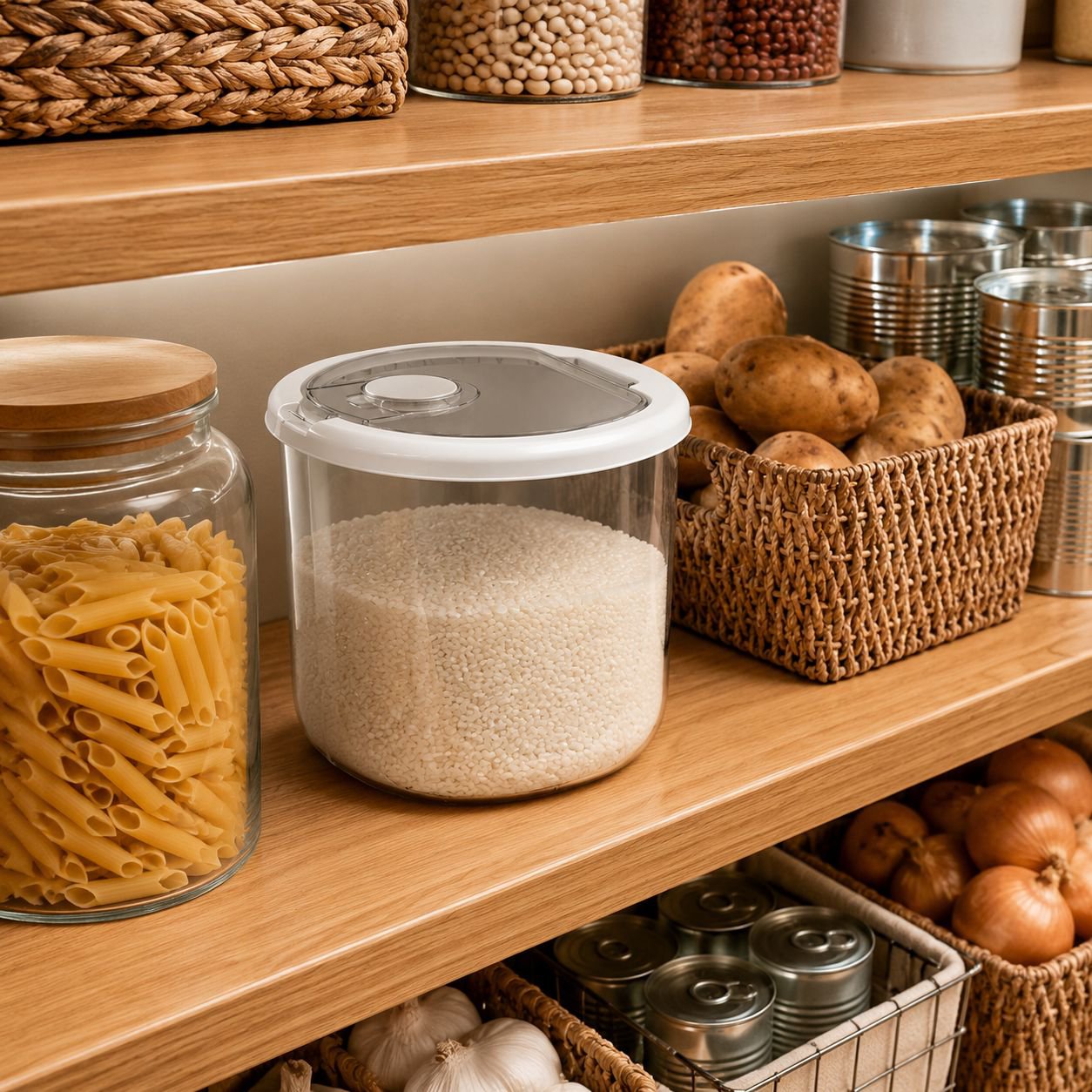 Easy-to-use rice dispenser with moisture protection