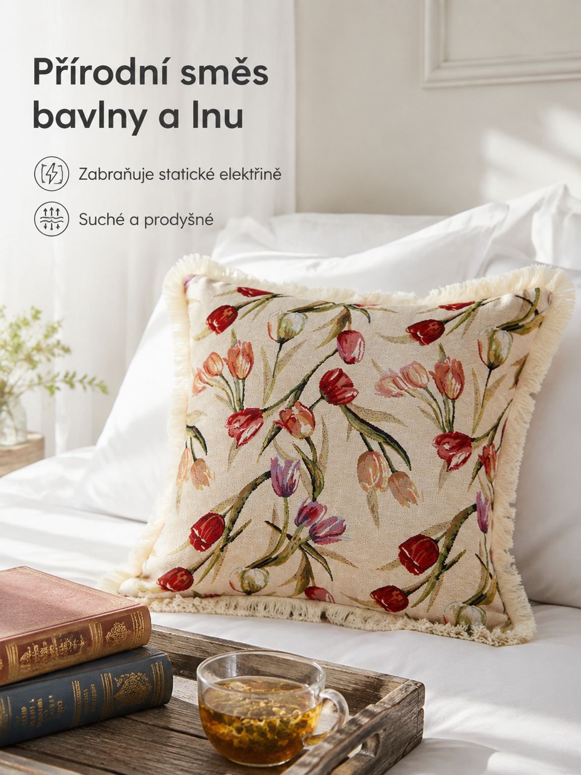 Retro bavlněný a lněný dekorativní polštář