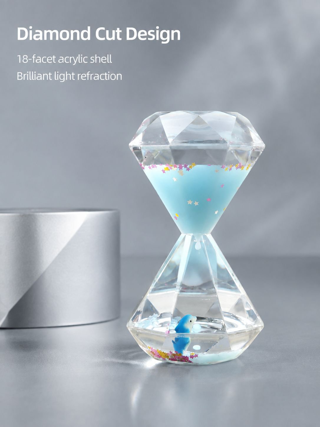 Creative liquid hourglass with oil spill and milky-white diamond timer ornament - a gift for student
