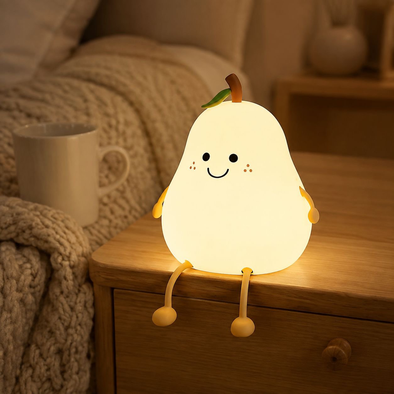 Cute Pear Shape Color-Changing Silicone Night Light USB Charging LED Sleeping Lamp