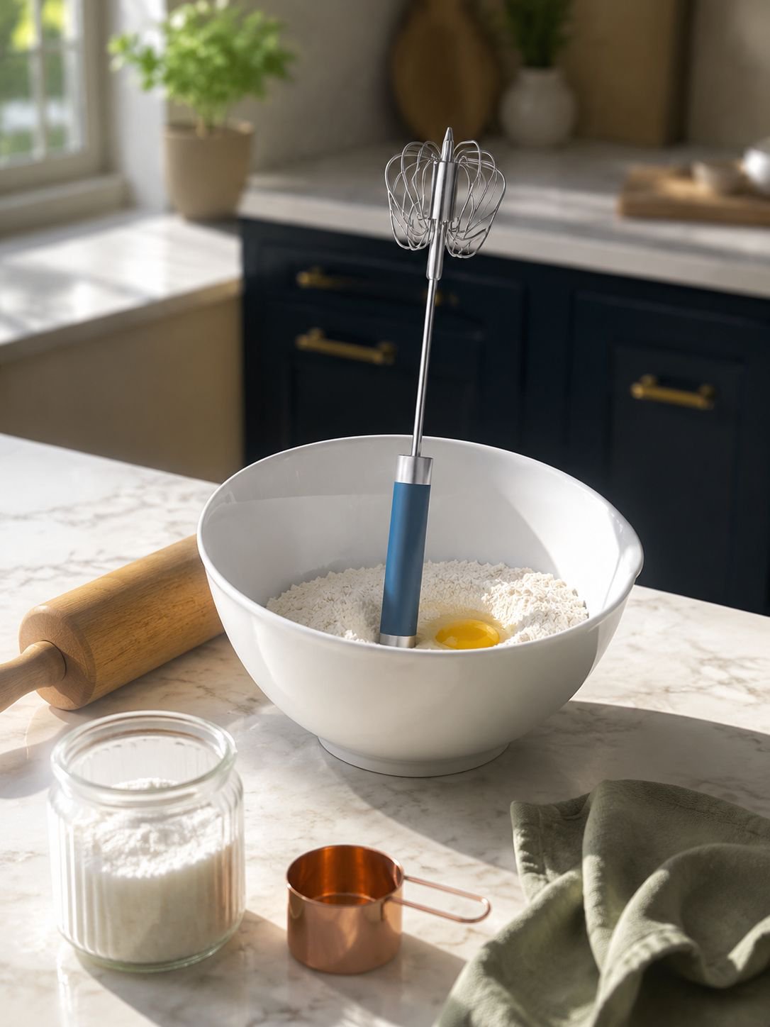 Fashion stainless steel manual mixer in kitchen setting