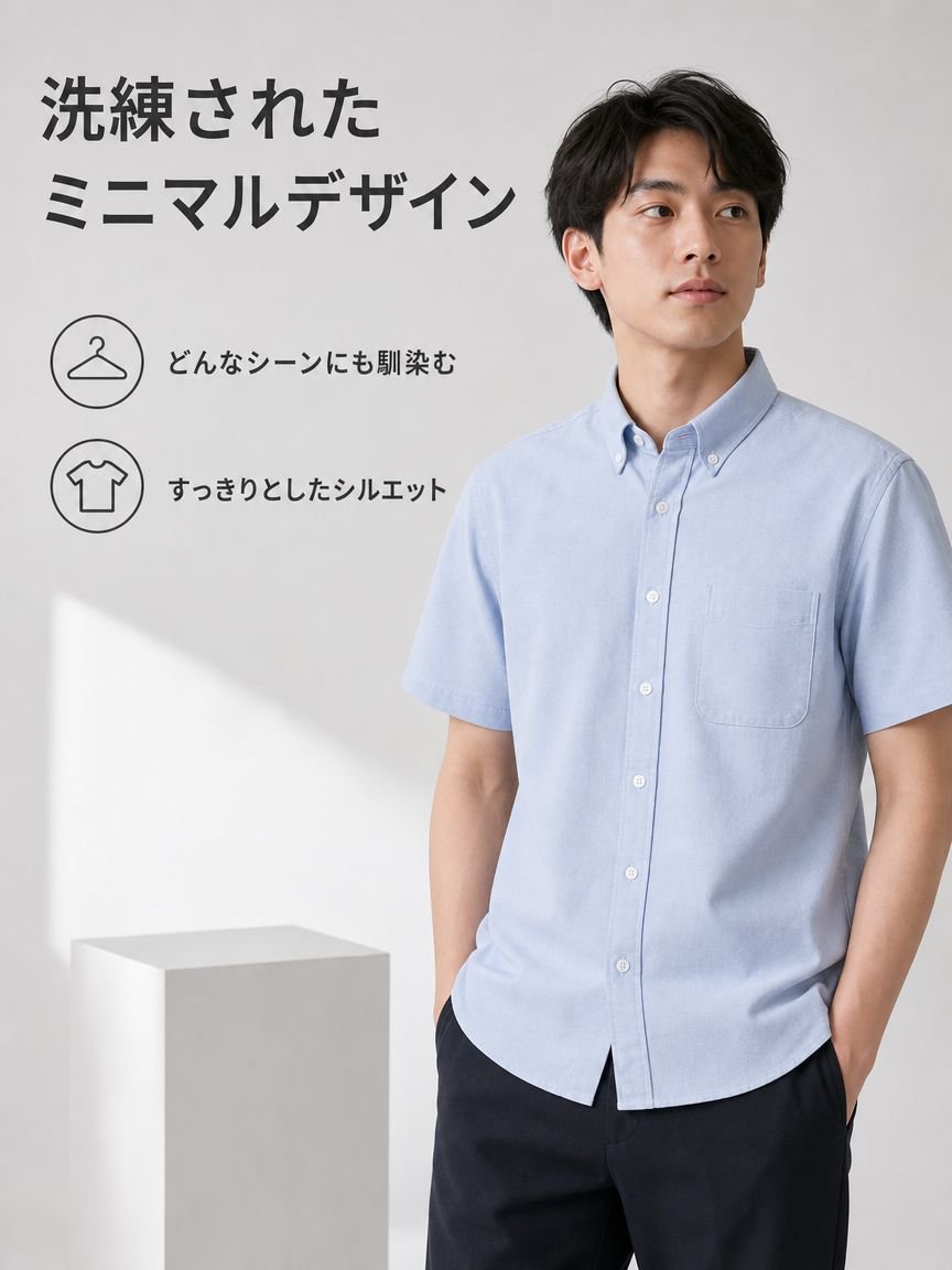 OAKLNオックスフォード綿100％ウォッシュ加工メンズ半袖シャツ
