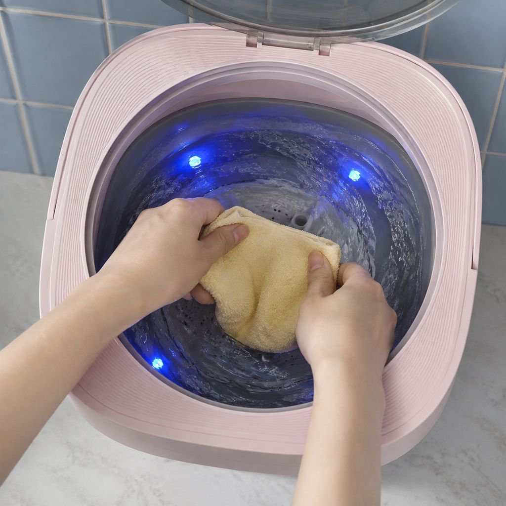 Lavadora plegable portátil con función de lavado y secado