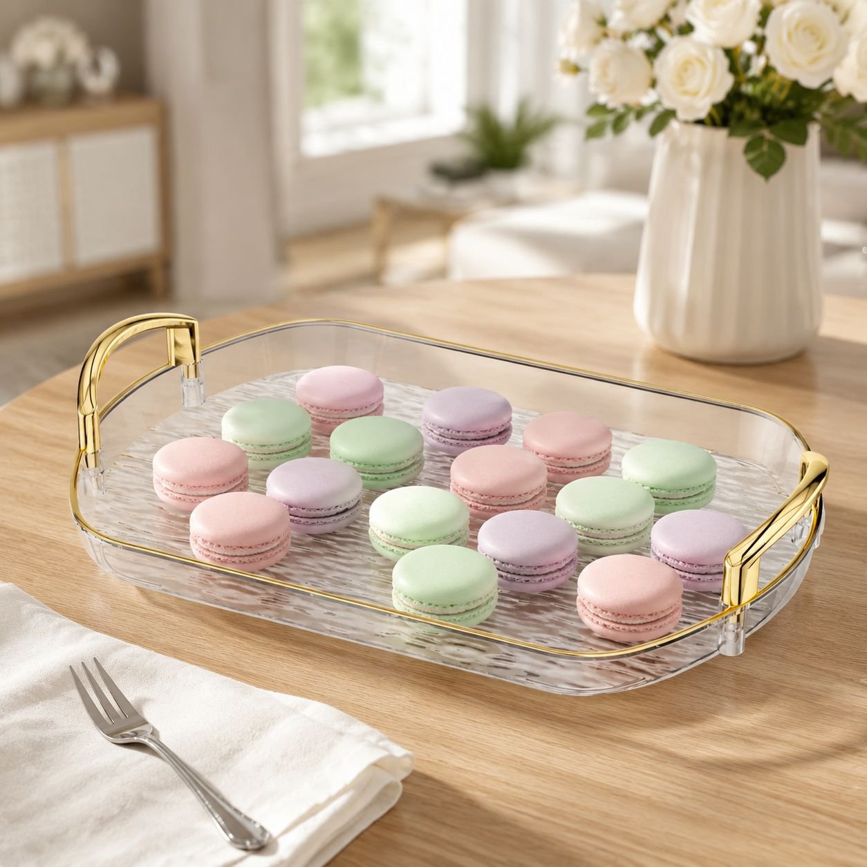 Nordic Simple Plastic Handle Tea Tray, Cake Snack Plate, Thickened Large Capacity Dinner Plate