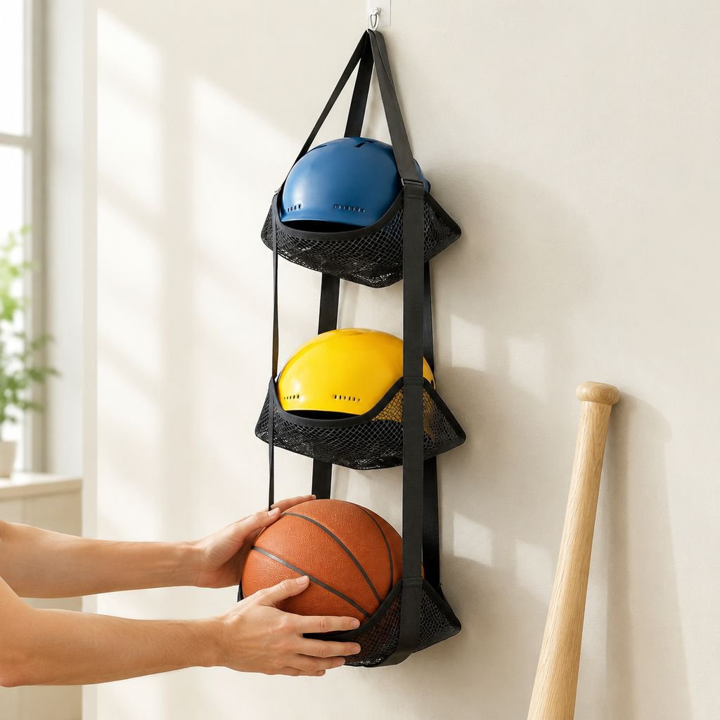 Basketball and Soccer Ball Multi-layer Mesh Storage Hanging Shelf